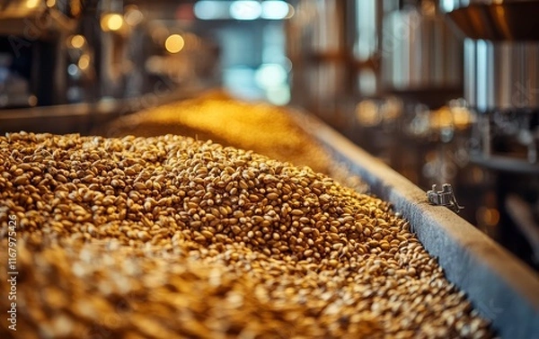 Fototapeta Golden Grains of Barley: A Brewery's Harvest Preparation for Craft Beer Production