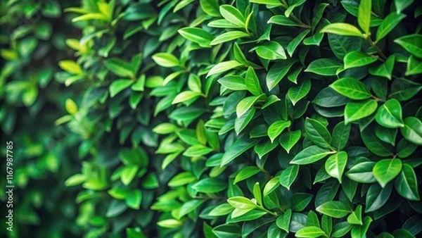 Obraz A close-up of a corner with lush green leaves and stems, showcasing intricate details of the foliage