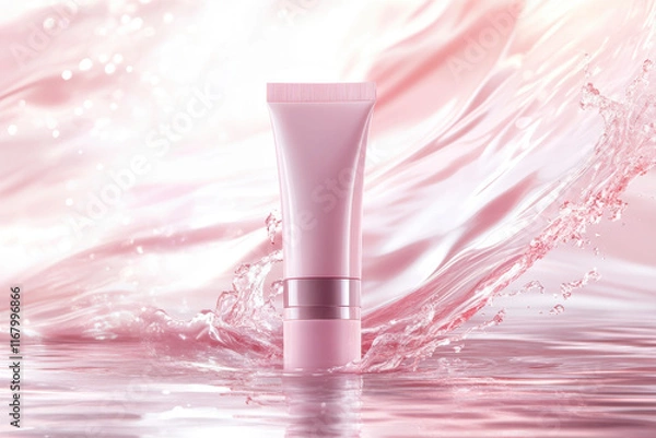 Obraz Sleek minimalist tube of facial moisturizer in water beauty product studio environment close-up perspective hydration concept