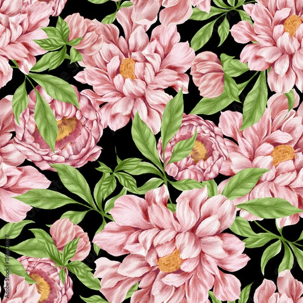 Fototapeta Beautiful seamless pattern with floral background.
