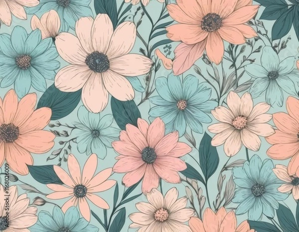 Fototapeta seamless floral pattern