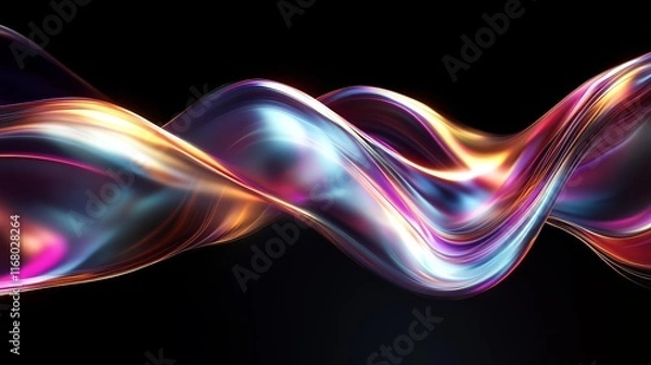 Fototapeta A vibrant, flowing wave of colorful light against a dark background, creating a sense of motion and depth.