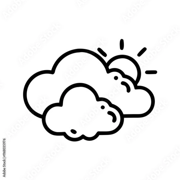 Fototapeta Simple cloud icon outline line art style