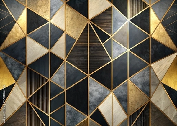 Fototapeta Abstract Golden Triangle Geometric Background - Modern Luxury Design