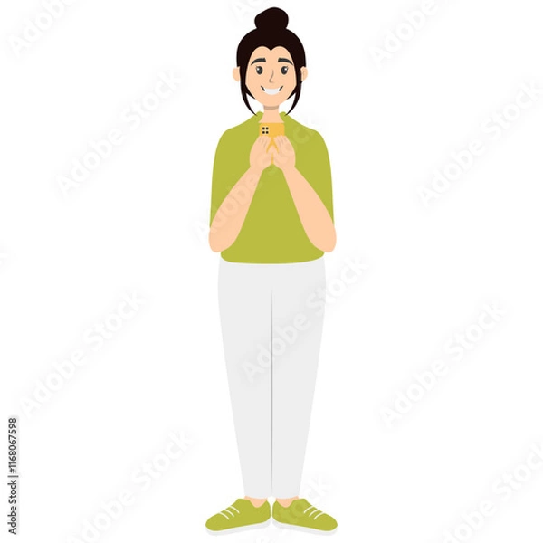 Fototapeta Illustration of People and Technology Device. Technology Addiction. Vector Character in Flat Cartoon Style.