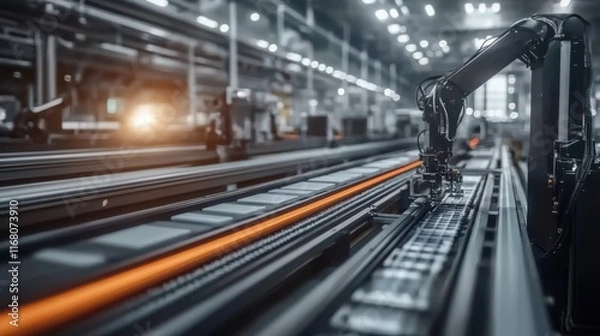 Obraz Battery manufacturing assembly line showcasing advanced technology and precision engineering, where skilled workers meticulously assemble components to ensure high-performance energy solutions.