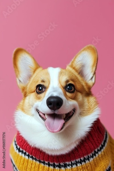 Fototapeta cute corgi puppy wearing clothes