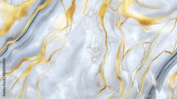 Fototapeta Marble texture, white and gold veins, abstract pattern, luxurious background, high resolution, glossy surface, elegant design, smooth curves, natural stone appearance, seamless texture, minimalist aes