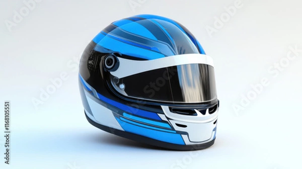 Obraz simple and minimalist design for rally helmet featuring blue and black colors, perfect for motorsport enthusiasts. This helmet combines style and safety seamlessly