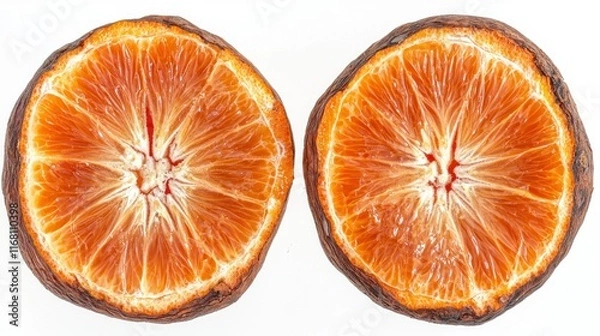 Fototapeta Two Dried Orange Halves Displaying Inner Texture