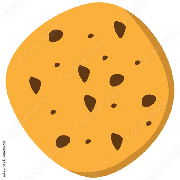 Fototapeta Chocolate Biscuit Dessert. Chocolate cookies and gingerbread biscuits desserts vector. Vector illustration of sweet cookies with chocolate pieces. Illustration for the site, menu and other things.