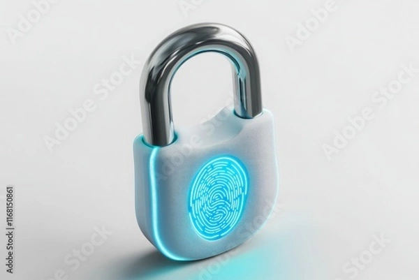Fototapeta Modern Biometric Lock with Fingerprint Scanner and LED Light
