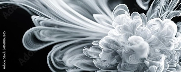 Obraz Ink abstract background concept. Abstract white smoke swirling elegantly against a dark background, creating a mystical aura.
