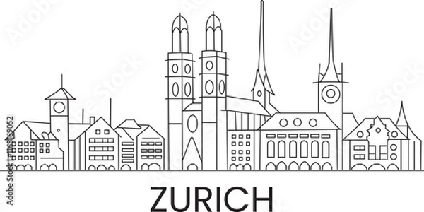 Obraz Zurich City Line Draw Simple Minimalist