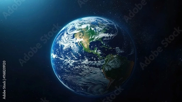 Fototapeta Stunning View of Earth from Space with Vibrant Colors and Detailed Features