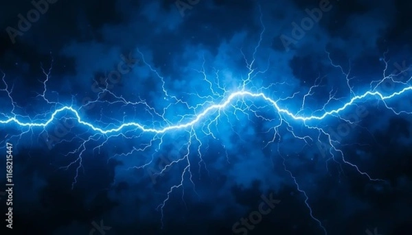 Fototapeta Azure Crackling Storm: Electrifying Blue Lightning Curves