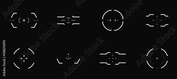 Fototapeta Futuristic Cyberpunk Targets and Crosshairs Vector Pack.