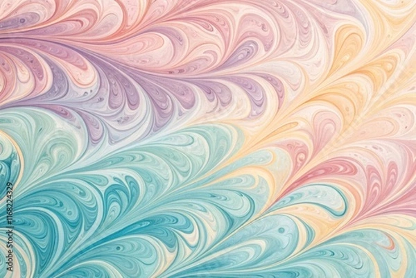 Fototapeta Swirling abstract marbled background in pastel colors creating fluid patterns and designs