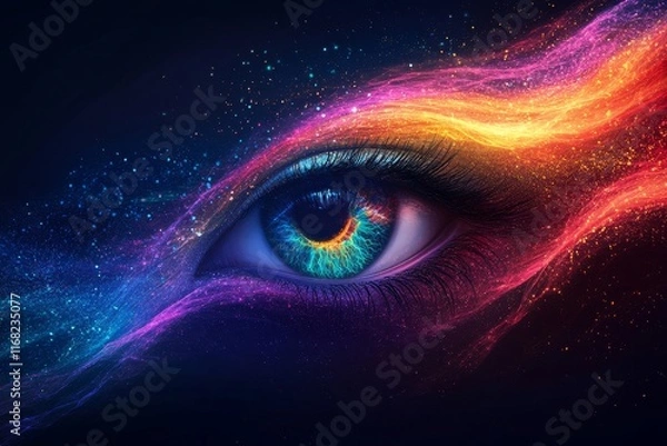 Obraz Rainbow Eye Concept Design with Abstract Flow, Generative AI