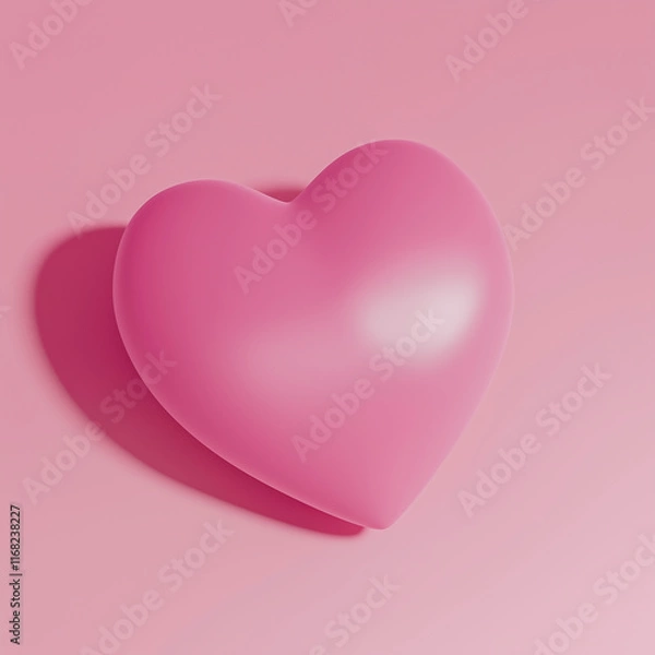 Obraz Pink 3D heart on pink background, Symbol of Love