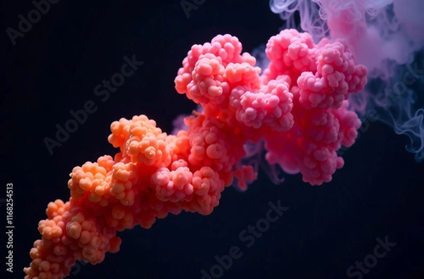 Obraz Vibrant, colorful smoke that billows up. Contrasting black background.