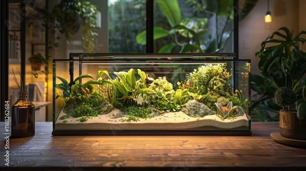 Fototapeta A modern sand frame design with a compact, space-saving shape and a bright, LED lighting system