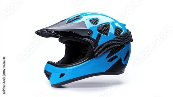 Obraz Blue and Black Full Face Bicycle Helmet
