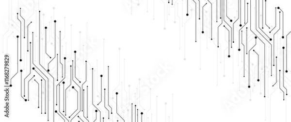 Fototapeta Vector abstract technology on a white background. Technology black circuit diagram.