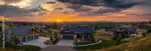 Fototapeta sunset over the river
