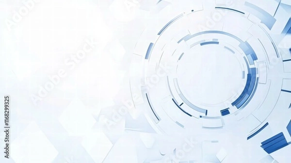 Fototapeta Abstract digital background with circular patterns in blue and white tones.