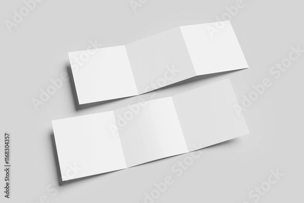 Fototapeta Blank tri-fold square brochure mockup