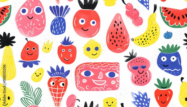 Fototapeta Fruit Illustration Seamless Pattern