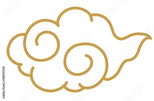 Obraz 金色の雲のイラスト（手描き、線画）