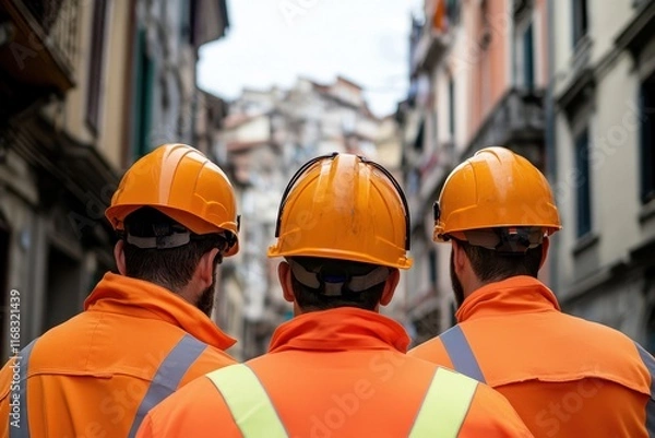 Fototapeta Emergency Response Team Assessing a Situation During a Crisis: Quick Action and Coordination in the Field
