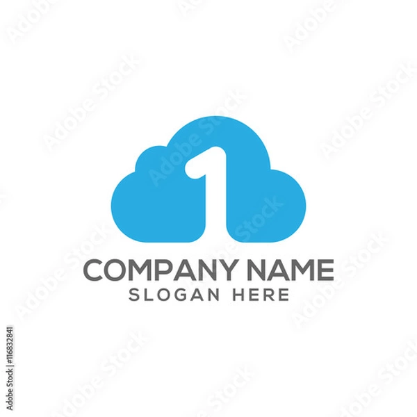 Obraz Number 1 cloud icon logo vector