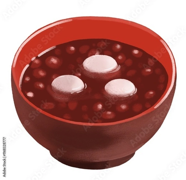 Obraz ぜんざいのイラスト（白玉入り、手描き）