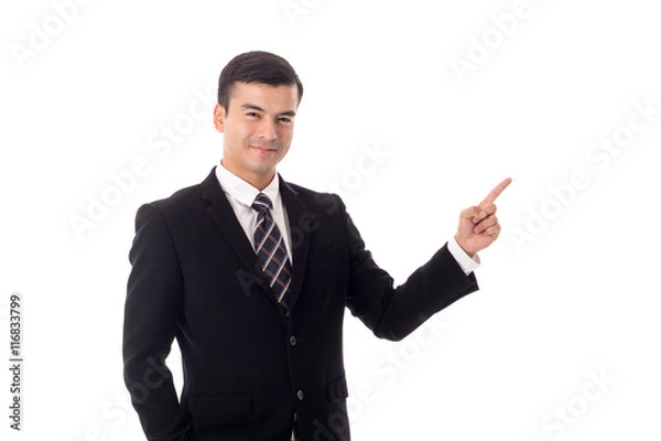 Obraz Businessman pointing isolated