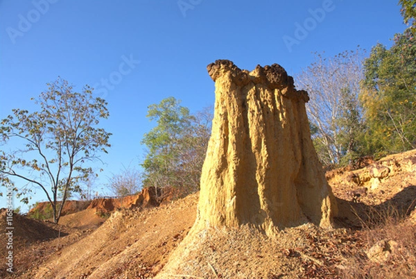 Fototapeta landscape view of sandstone columns formed by erosion and Soil subsidence over thousands of years.