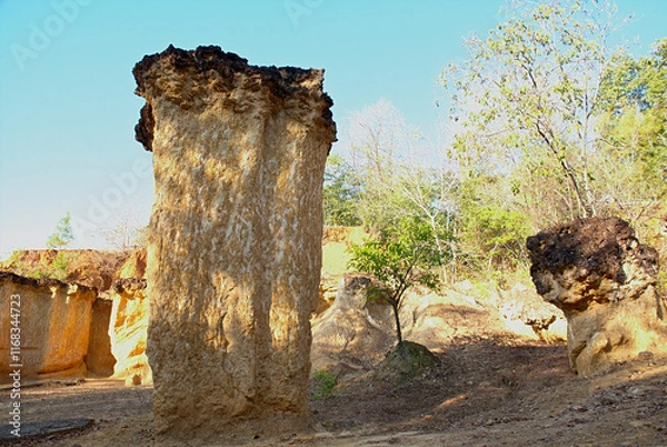 Fototapeta Soil subsidence has occurred over thousands of years, and everything is natural.