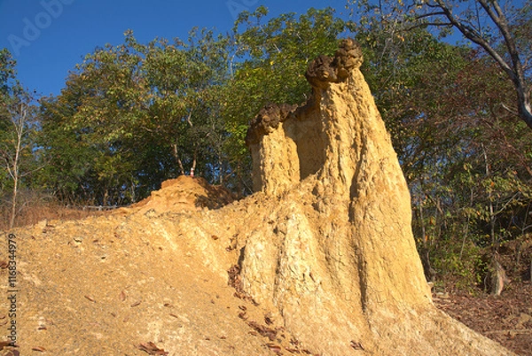 Fototapeta landscape view of sandstone columns formed by erosion and Soil subsidence over thousands of years.