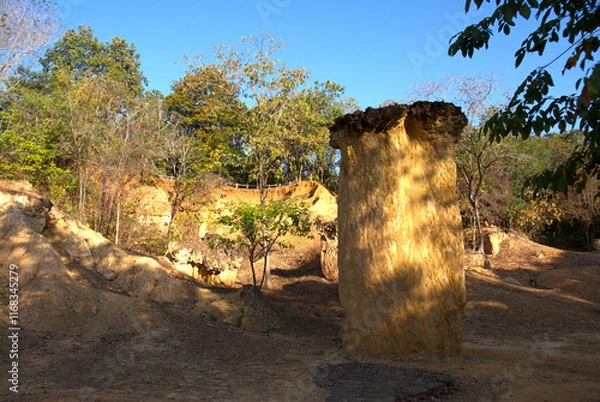Fototapeta The subsidence of the soil has occurred over thousands of years, and everything is natural. This place is located in the northern part of Thailand.