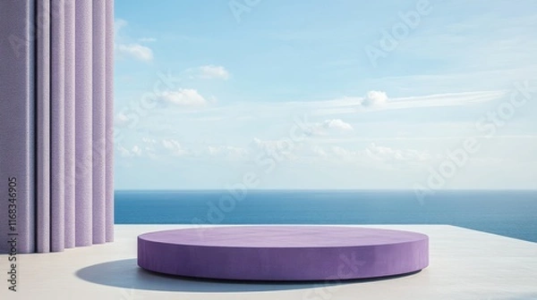 Fototapeta 3d background product display podium scene with leaf geometric platform,cloud and sky, palm shadows and white stone podium,Mockup for eco beauty cosmetic advertising,Copy space.