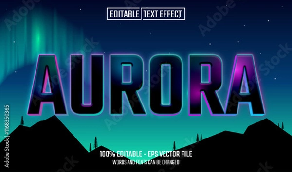 Fototapeta aurora editable text effect
