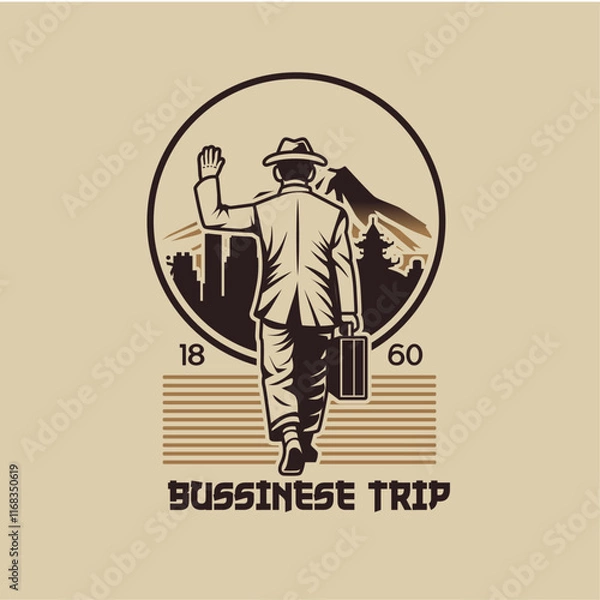 Obraz Retro Man Walking Logo
