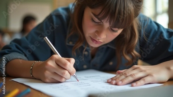 Fototapeta Student checking answers on an exam