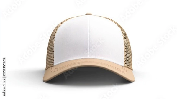 Obraz White and beige trucker cap.