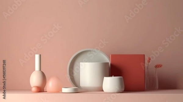 Fototapeta Minimalist Still Life Scene with Pastel Colors and Geometric Shapes