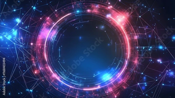 Fototapeta Abstract Digital Network Glowing Circular Design