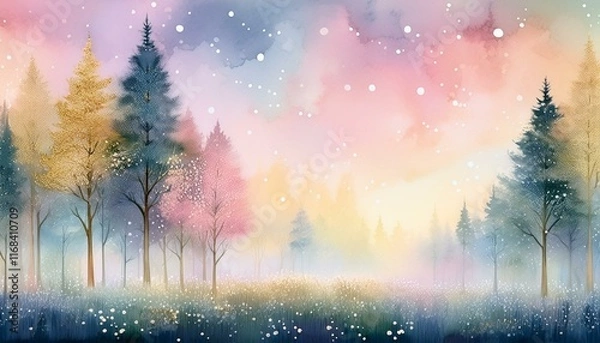 Obraz ファンタジックな雰囲気の森の風景画