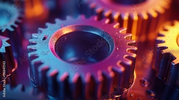 Obraz Colorful Gears Dynamics in Mechanics and Engineering